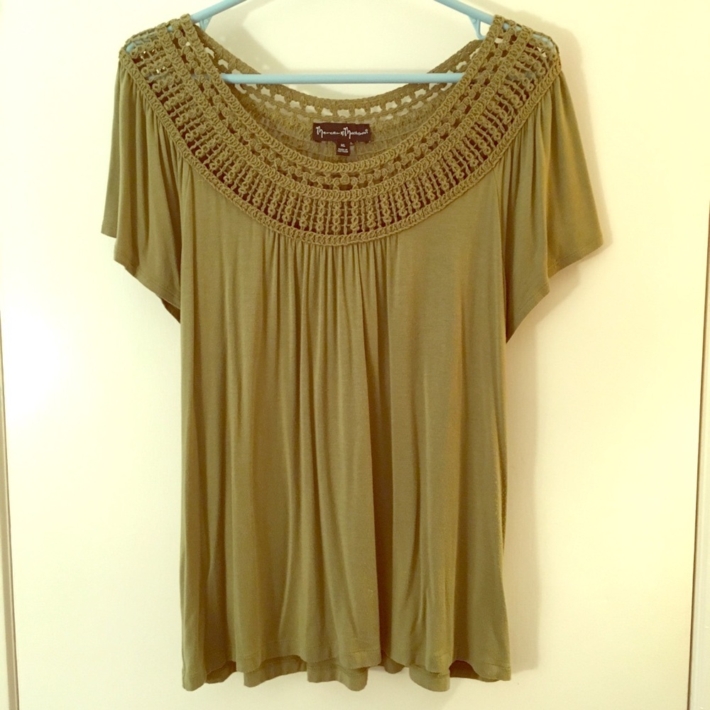 Crochet boho knit peasant blouse